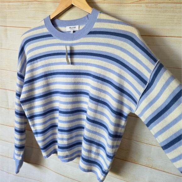 Madewell Striped Boxy Relaxed Fit Long Sleeve Casual Sweater Blue White Size XS - Picture 9 of 15